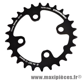 Plateau 26 dents VTT double diamètre 64 intérieur noir 4 branches 10v xx+shimano marque Stronglight - Pièce Vélo